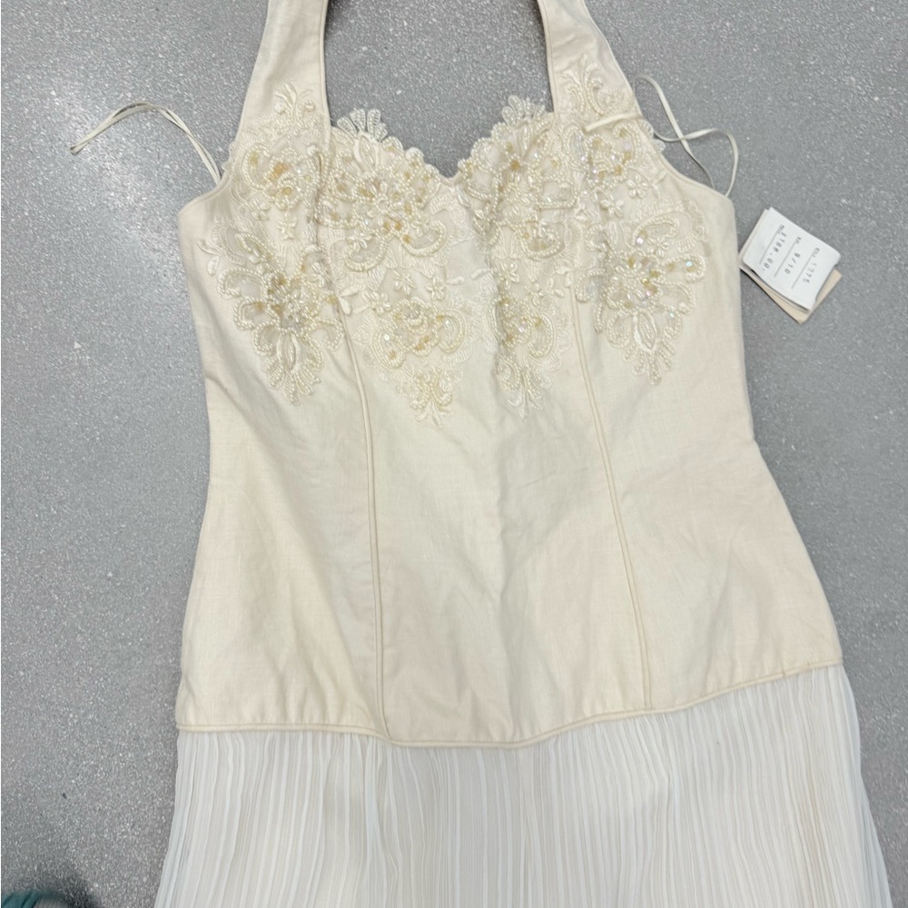 Elegant Cream and White Embellished Dress